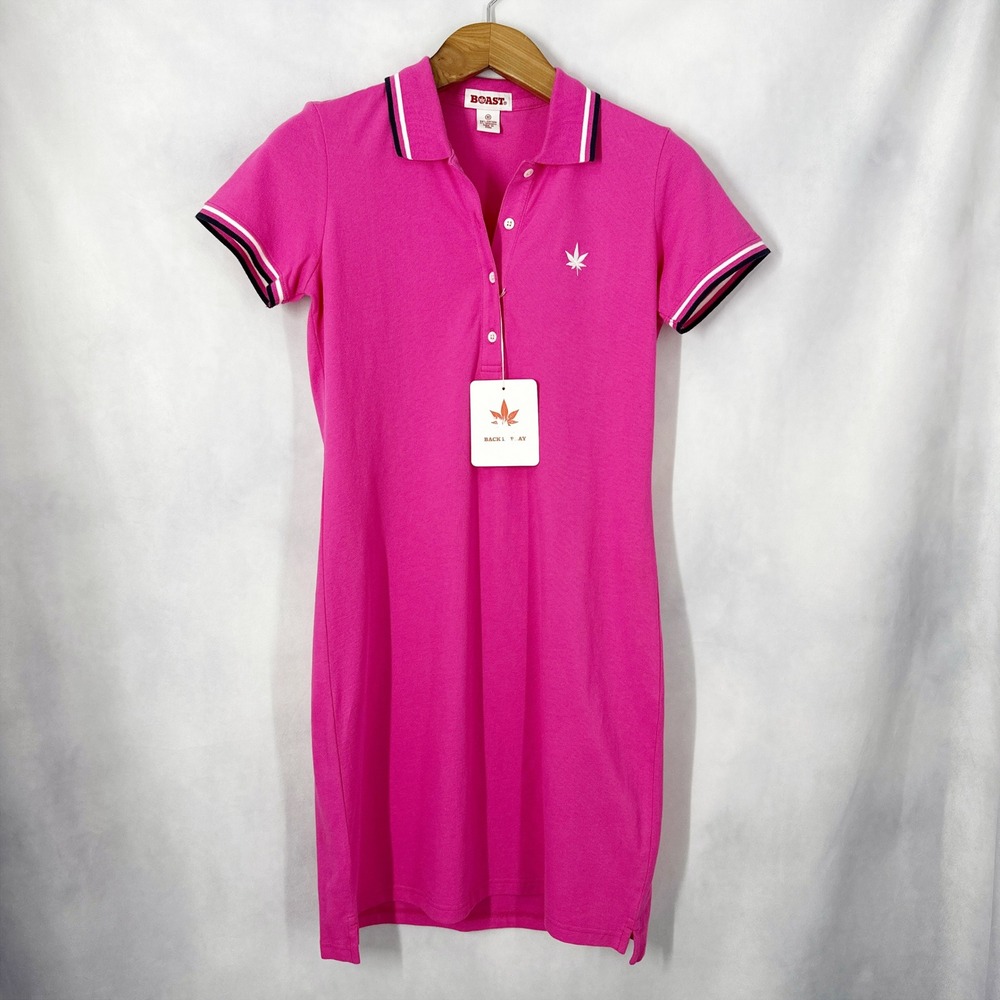 Boast Cotton Short Sleeve Fuchsia Pink Polo Dress Womens Size Medium